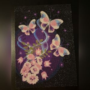 Finished purple butterfly diamond painting